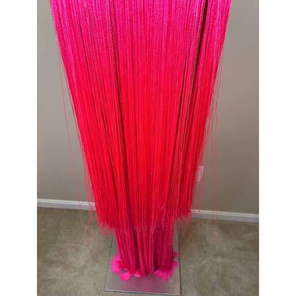 ANDREA ALMEIDA Bel Crochet Fringe Tiered Pink Maxi Dress Size XS/S - Picture 9 of 15